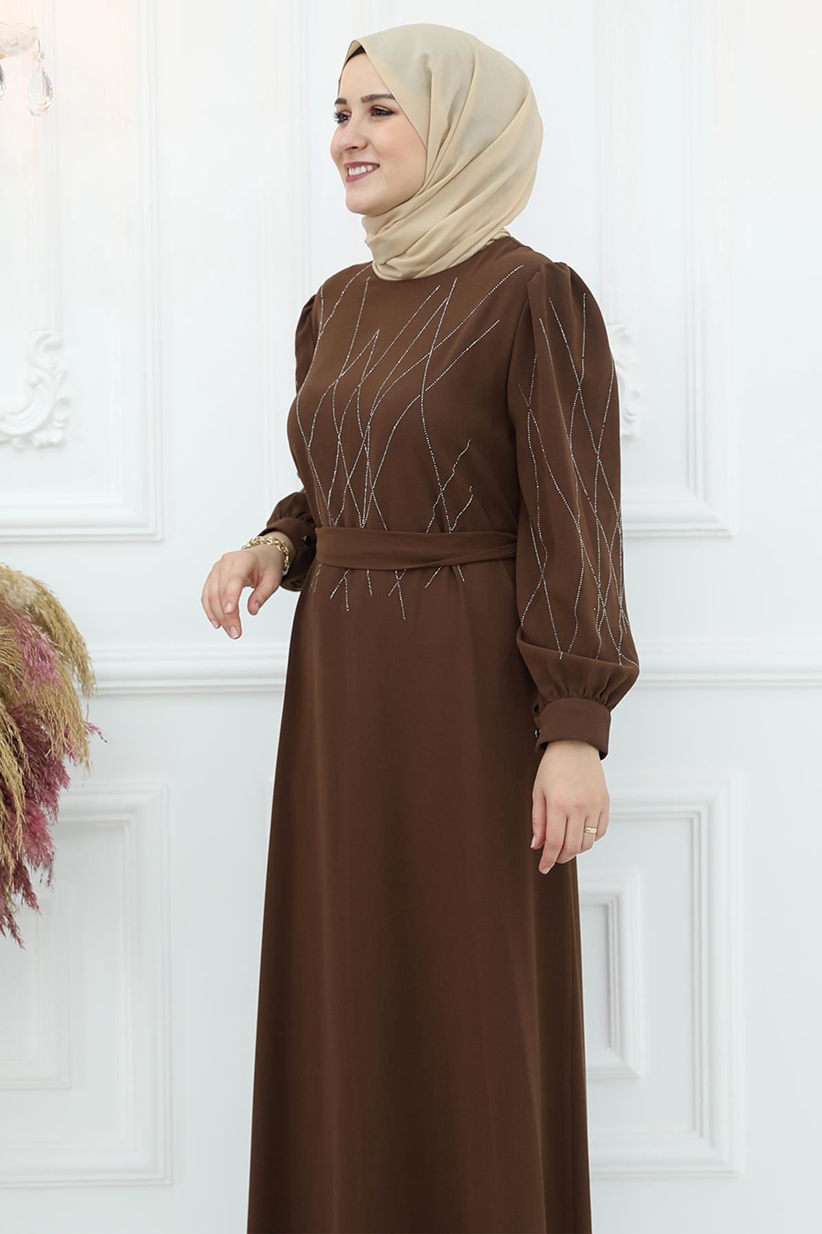Kahverengi Yasemin Elbise