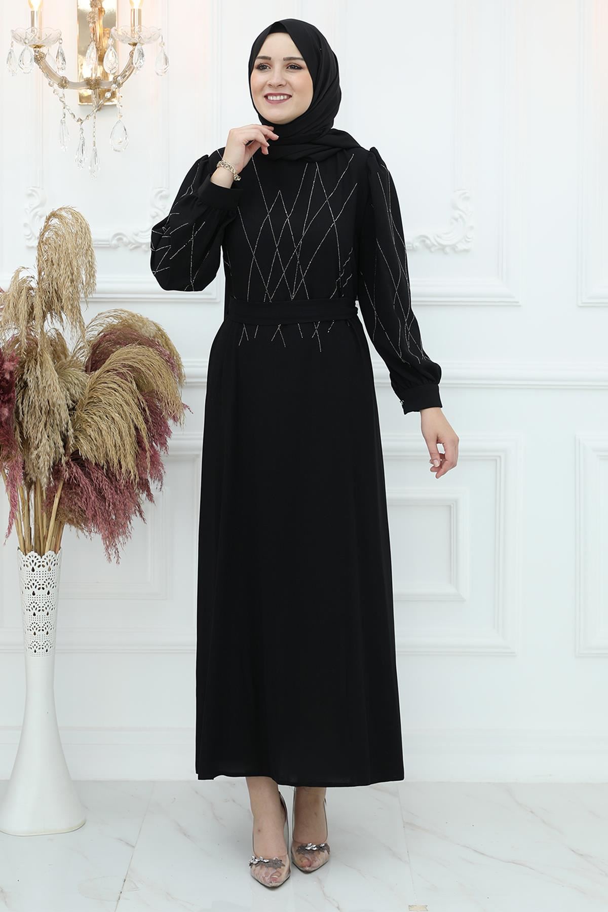 Siyah Yasemin Elbise